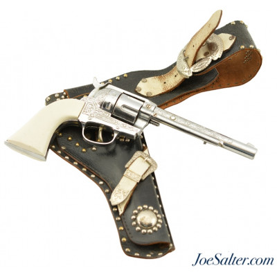 Hubley Ric-O-Shay .45 Cast Cap Pistol W/Belted Holster 1960-65 Era 