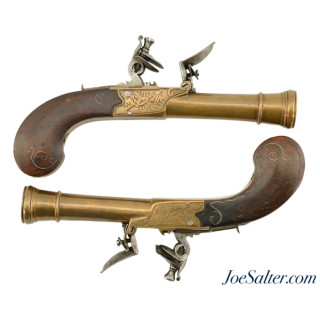 Pair of Unusual Flintlock Blunderbuss Folding Trigger Pocket Pistols