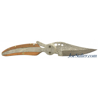 Custom Damascus Folding Knife Extended Tang