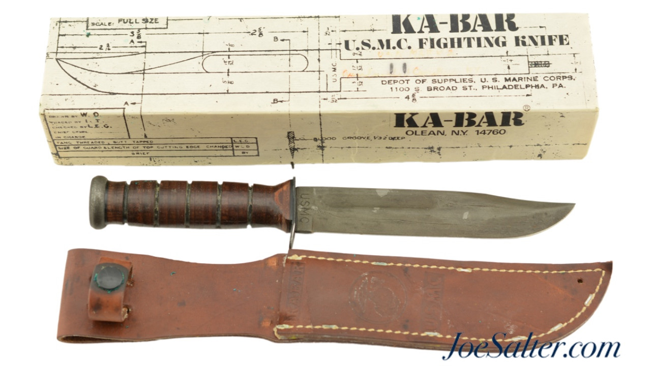 Ka-Bar USMC Marked WWII Fighting Knife Replica NOS In Box Ka-Bar USMC Marked WWII Fighting Knife Replica NOS In Box