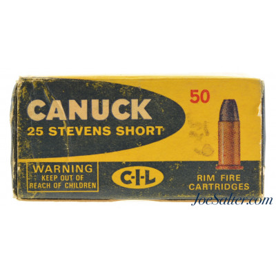 Full Box Canuck 25 Stevens Long Rim Fire Ammo