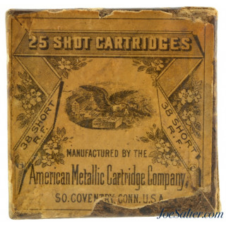 Rare Early 1880's American Metallic Cartridge Co. 38 Rim Fire Shot Full Box