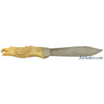 Vintage Carved Antler Custom Knife Eagle Handled