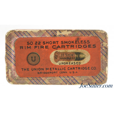 Sealed!  UMC 22 Short Rim Fire Smokeless Ammunition Fabric Box Brass Ball Logo 