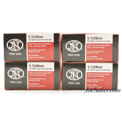 FNH USA FN 5.7x28 27gr. SS198LF L.E. HP Ammo 200ct.