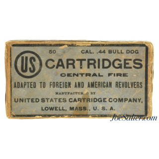 Scarce US Cartridge Co. 44 Bull Dog Caliber BP Ammo Full Box Lowell, Mass 