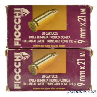 Fiocchi 9x21mm Ammo IMI 123gr. FMJ 100rnds