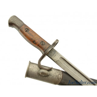 Rare British Pattern 1907 MkI Hooked Quillon Bayonet and Scabbard