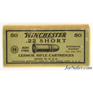Excellent Sealed! Winchester 22 Short Lesmok Ammo 1923 Issues