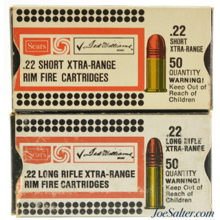 Sears Ted Williams 1978 Issues 22 Short & 22 Long Rifle Ammo Boxes 