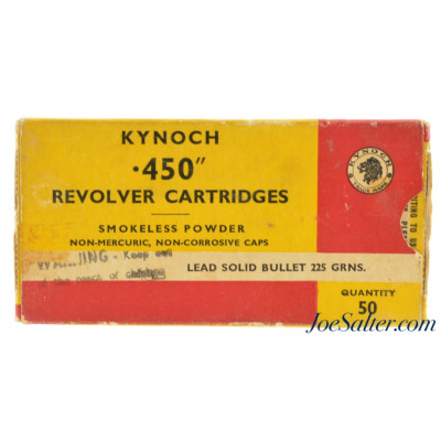 Kynoch 450 Revolver Cartridges Full Box Smokeless 225 Gr Lead Bullet