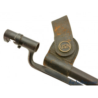 Scarce US Navy Marked Trapdoor Socket Bayonet & Scabbard USN Span-Am War