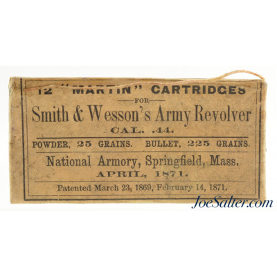 Rare 1871 Martin 44 Cal Ammo Packet S&W Army Revolver National Armory