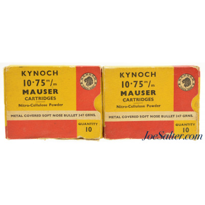 Scarce Kynoch 10.75mm Mauser Ammunition 347 Grain 20 Rounds