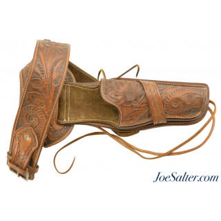 J. Nunez Mexican Tooled Leather Gun Belt Rig 22 Cal Right Hand Size 38