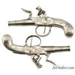 Beautiful Pair of All-Metal 18th Century Flintlock Pistols by G. Devillers of Liege