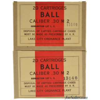WWII Lake City Cal. .30-06 M 2 Ammunition 40rnds 2 Sealed Boxes