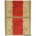 WWII Lake City Cal. .30-06 M 2 Ammunition 40rnds 2 Sealed Boxes