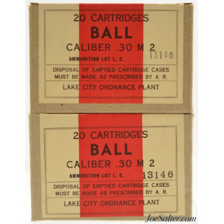 WWII Lake City Cal. .30-06 M 2 Ammunition 40rnds 2 Sealed Boxes
