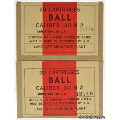 WWII Lake City Cal. .30-06 M 2 Ammunition 40rnds 2 Sealed Boxes