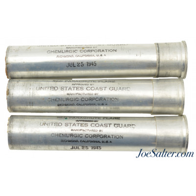 WWII 1945 Red Parachute Flares 3pc
