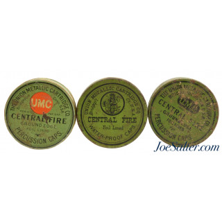 UMC Percussion Cap Tin Collection 3 Tins Dog Head Logo