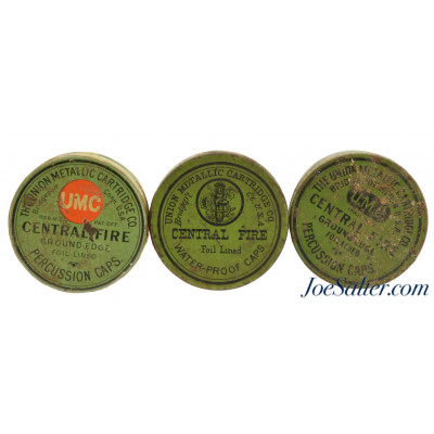  UMC Percussion Cap Tin Collection 3 Tins Dog Head Logo