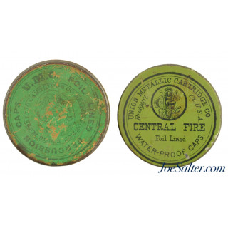  Two Early UMC Percussion Cap Tins Full & Partial Dog's Head Logo Indian Wars Era