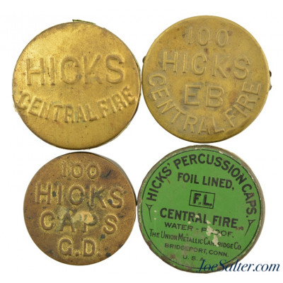  Hicks Foil Lined Percussion Cap Tin Collection UMC & Waterbury Brass 