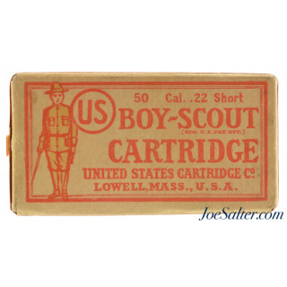  Very Rare Sealed! US Cart. Co. Boy Scout 22 Short Ammo Lowell, Mass Circa 1910-15