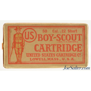  Very Rare Sealed! US Cart. Co. Boy Scout 22 Short Ammo Lowell, Mass Circa 1910-15