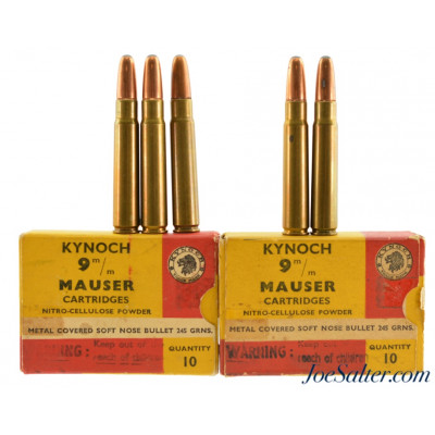 Kynoch 9mm Mauser 245gr. Soft Nose Bullet 25rnds