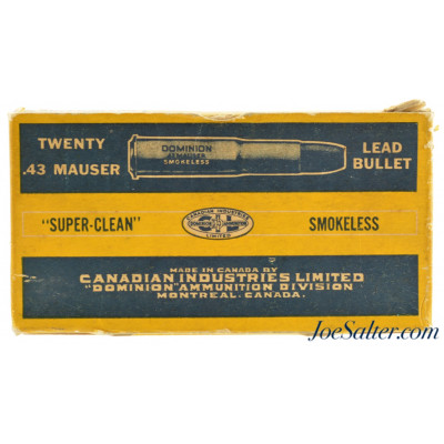 Dominion 43 Mauser Ammo Full Box 20 Rounds Model 71