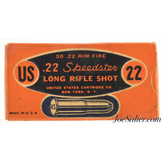 Scarce US Cartridge Company 1931 Speedster 22 LR Shot Full Box Ammo 