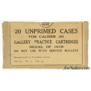 Sealed Box 20 Unprimed 30 Cal Brass Gallery Practice Model of 1919 