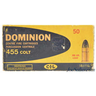 Dominion C-I-L 455 Colt Ammo Full Box 50 Rounds British Service Revolver