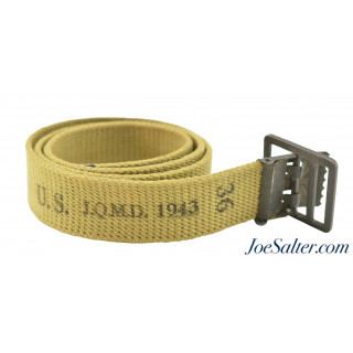 Excellent WWII US J.Q.M.D. 1943 Web Belt & Buckle 36