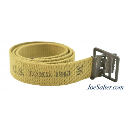 Excellent WWII US J.Q.M.D. 1943 Web Belt & Buckle 36
