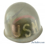WWII Front-Seam Flexible Bale M1 Helmet USN Marked