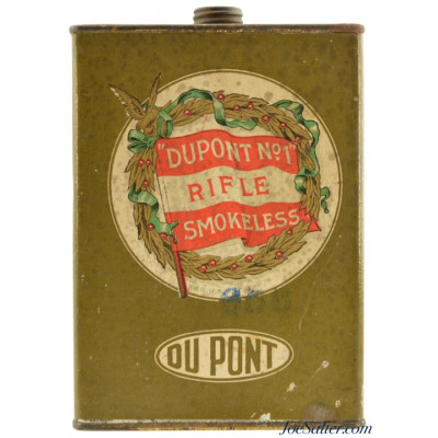 Near Excellent Dupont No. 1 Rifle Smokeless Powder Tin WWI Era