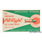  French “All-Right” 22 LR Ammo Cartoucherie Francaise Foreign Cartridges