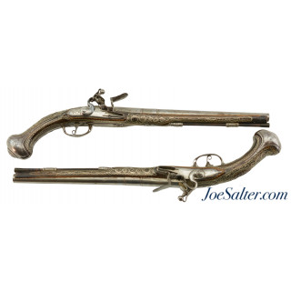 Interesting Pair of Highly Embellished 20-Bore Pistols Purportedly by Robert Delany ca. 1720