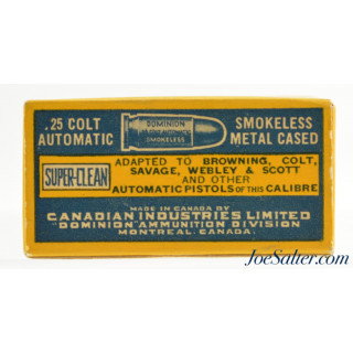 Crisp C-I-L Dominion 25 Auto Ammo 1946 Factory Reference Box
