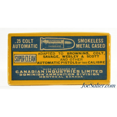 Crisp C-I-L Dominion 25 Auto Ammo 1946 Factory Reference Box