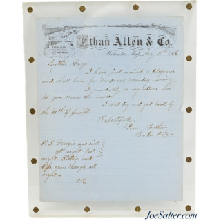 Rare Ethan Allen & Co. Factory Letter 1866 Featured In Paul Henry Book